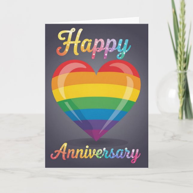 Rainbow Pride Anniversary Card, happy anniversary, Holiday Card (Front)