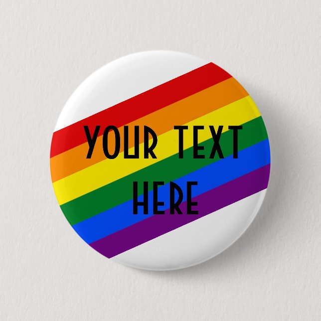 Rainbow Pride Badge – Custom Text, Love Is Love  Button (Front)