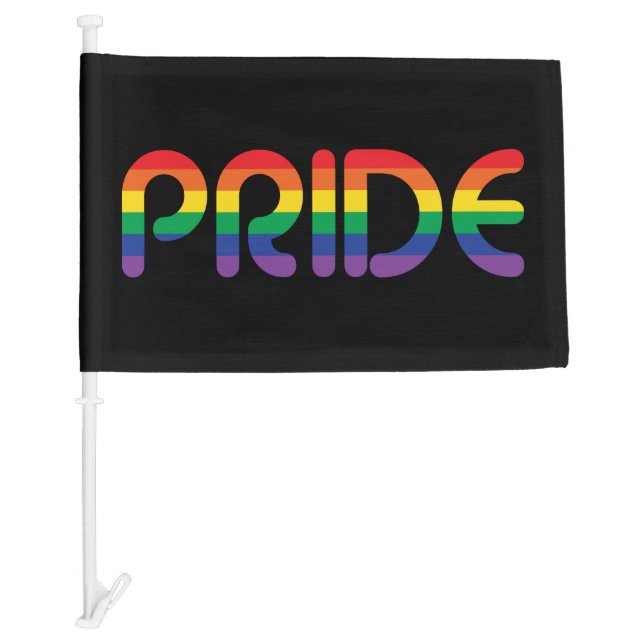 Rainbow Pride Balloon Letters Car Flag (Front)
