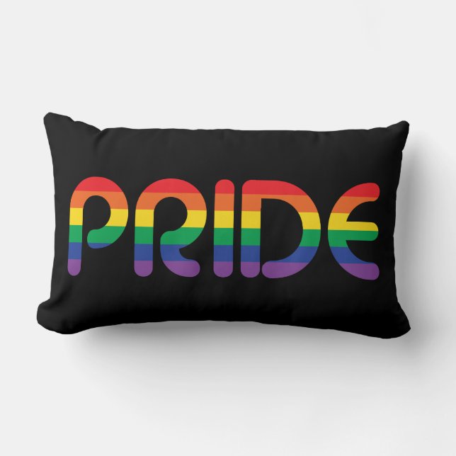 Rainbow Pride Balloon Letters Lumbar Pillow (Front)