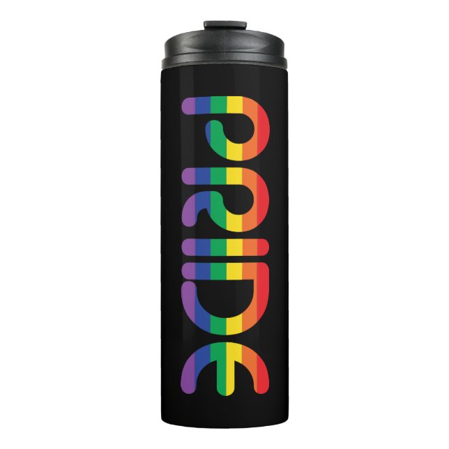 Rainbow Pride Balloon Letters Thermal Tumbler (Front)