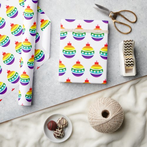 Rainbow Pride Bauble Ball Pattern LGBTQ Christmas Wrapping Paper