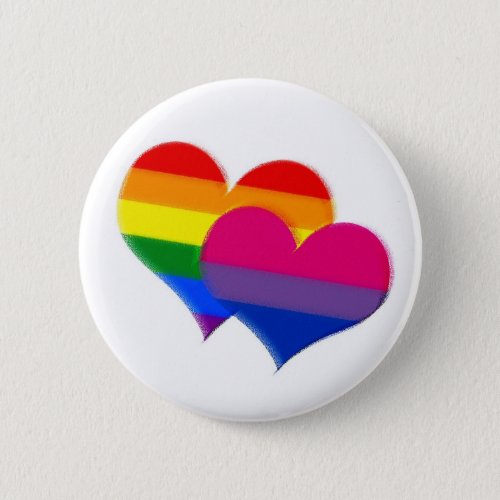 Rainbow pride bi pride hearts pinback button