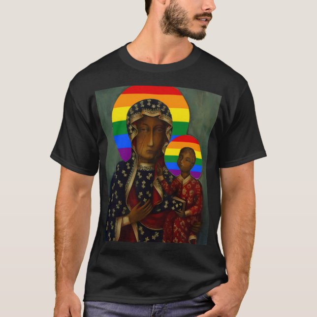 Rainbow Pride Black Madonna T-Shirt (Front)