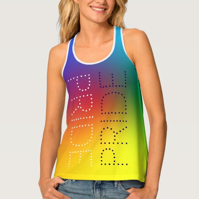 Rainbow Pride Chic Typography Monogram Customized Tank Top (Front)