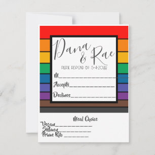 Rainbow Pride Color Block Stripes with Meal Choice RSVP Card