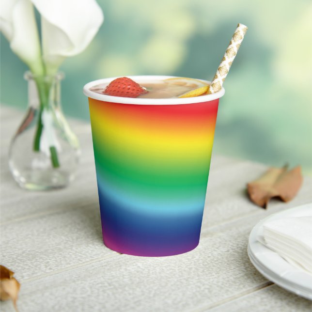 Rainbow pride colors lgbt lgbtq pattern party paper cups (Insitu)