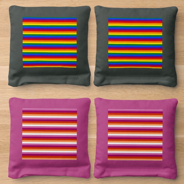 Rainbow Pride Cornhole Bags (Wood)