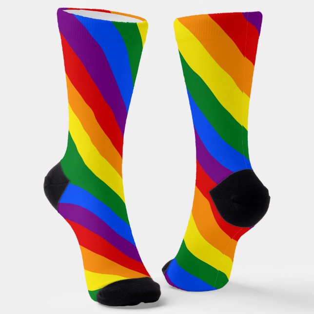 Rainbow Pride Diversity Equal Rights Inclusion Socks (Angled)