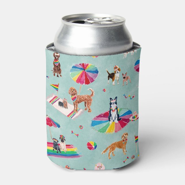 RAINBOW PRIDE DOG BEACH CAN COOLER (front view)