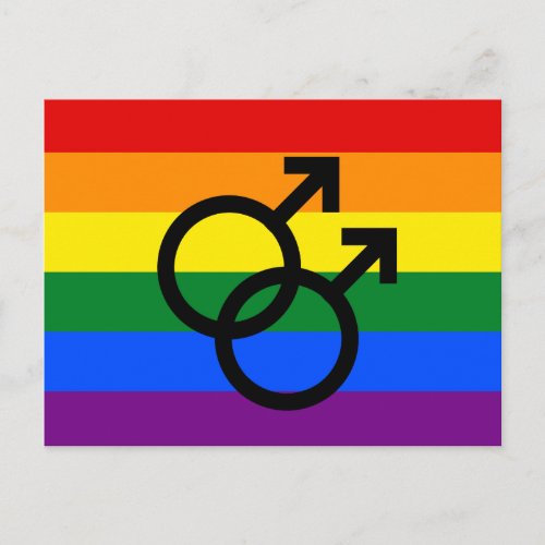 Rainbow Pride Double Male Postcard