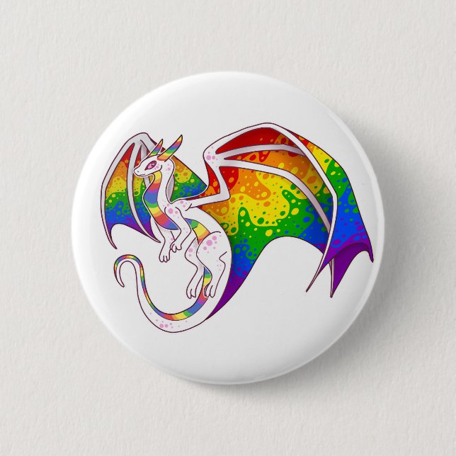 Rainbow Pride Dragon Button (Front)