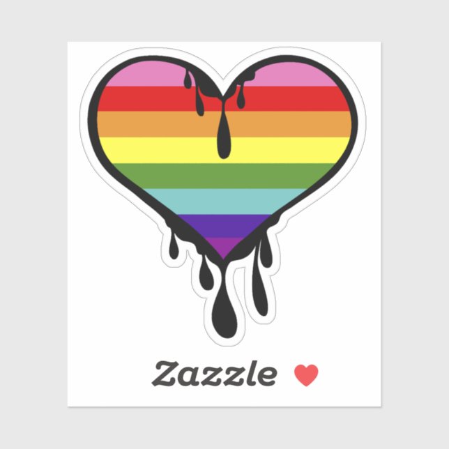 Rainbow Pride Dripping Heart Sticker (Sheet)