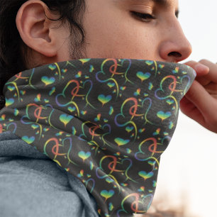 Rainbow Pride Entwined Hearts Chiffon Scarf