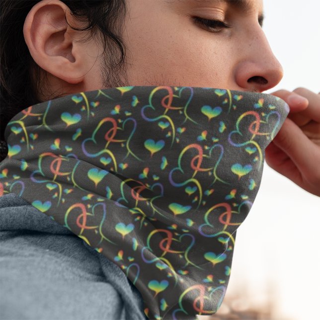 Rainbow Pride Entwined Hearts Chiffon Scarf (Creator Uploaded)
