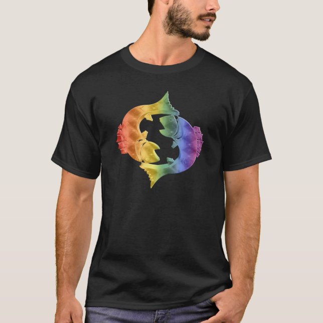 Rainbow Pride Fish Zodiac Star Sign Pisces T-Shirt (Front)
