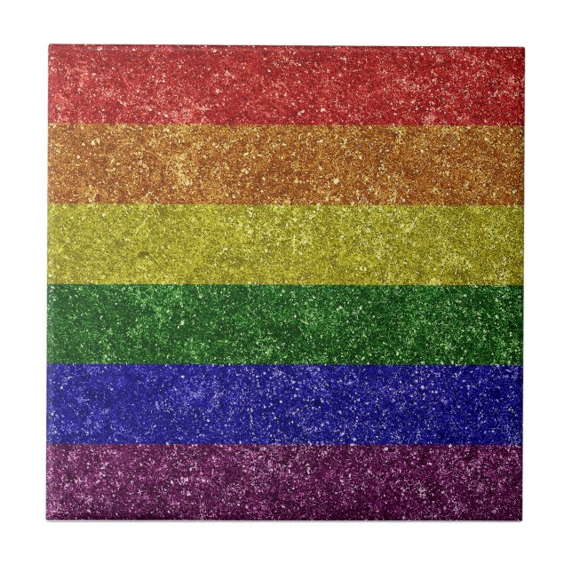 Rainbow pride flag ceramic tile (Front)