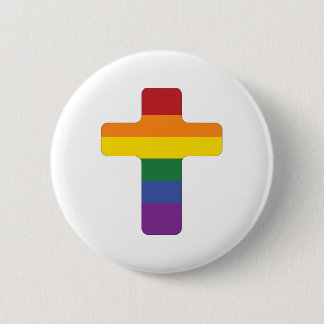 Rainbow Pride Flag Cross Button