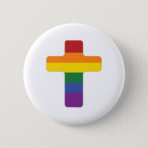 Rainbow Pride Flag Cross Button