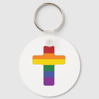 Rainbow Pride Flag Cross Keychain