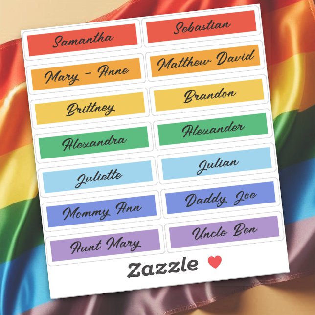 Rainbow Pride Flag Custom Guest List Names  Sticker (Creator Uploaded)