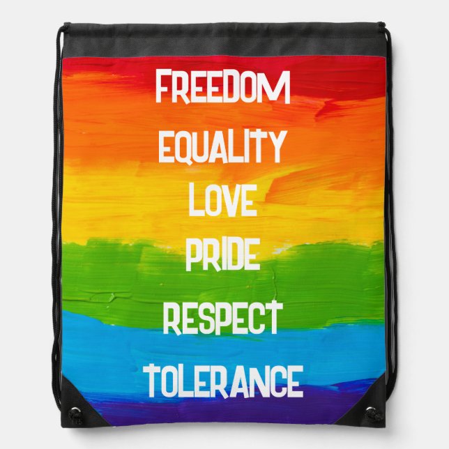 Rainbow Pride Flag Drawstring Bag – LGBT Gay  (Front)