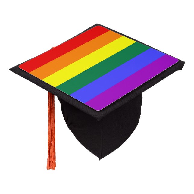 Rainbow Pride Flag Graduation Cap Topper (Angled)
