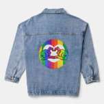 Rainbow Pride Flag Heart Hands Denim Jacket
