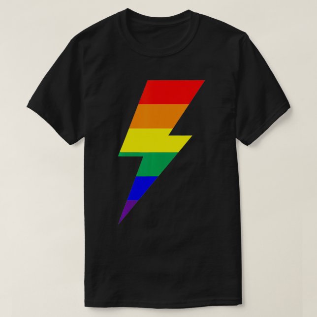 Rainbow Pride Flag Lightning Bolt  T-Shirt (Design Front)