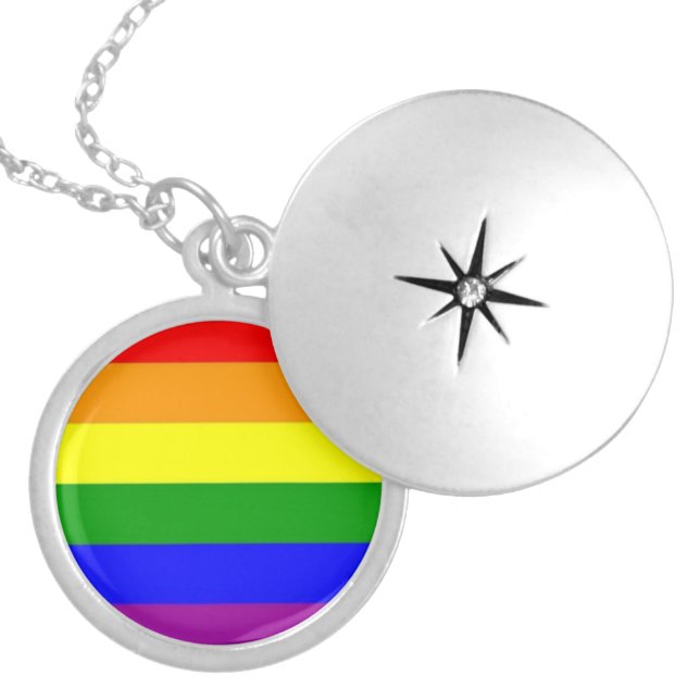 Rainbow Pride Flag Locket Necklace (Front)