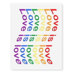 Rainbow Pride Flag Love Is Love Pattern Temporary Tattoos
