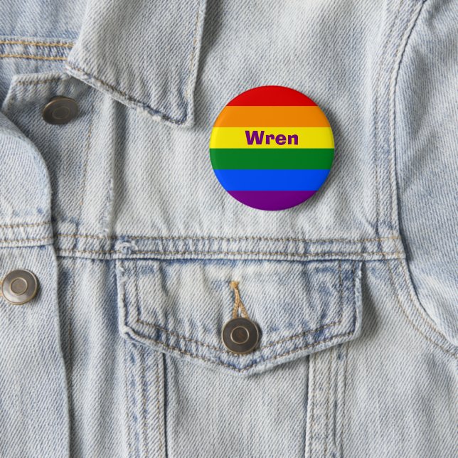 Rainbow Pride Flag Name or Monogram Button (In Situ)