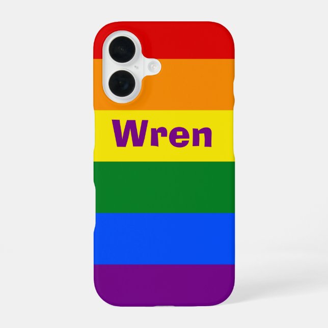 Rainbow Pride Flag Name or Monogram Iphone Case (Back)