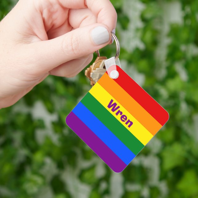 Rainbow Pride Flag Name or Monogram Keychain (Hand)