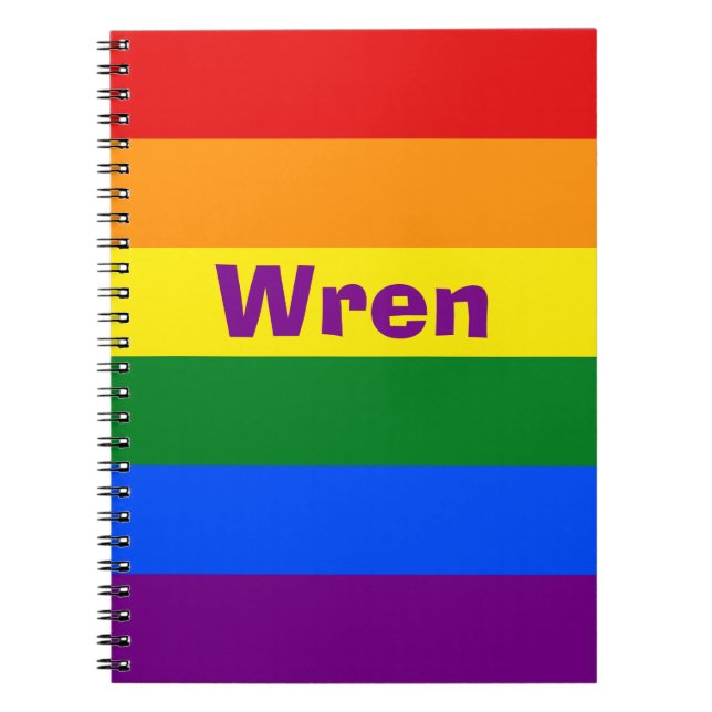 Rainbow Pride Flag Name or Monogram Notebook (Front)