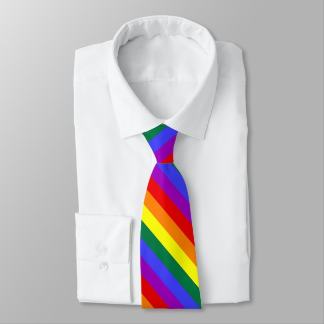 Rainbow Pride Flag Neck Tie (Tied)