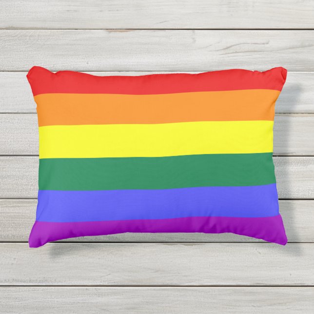 Rainbow Pride Flag Outdoor Pillow (Front)