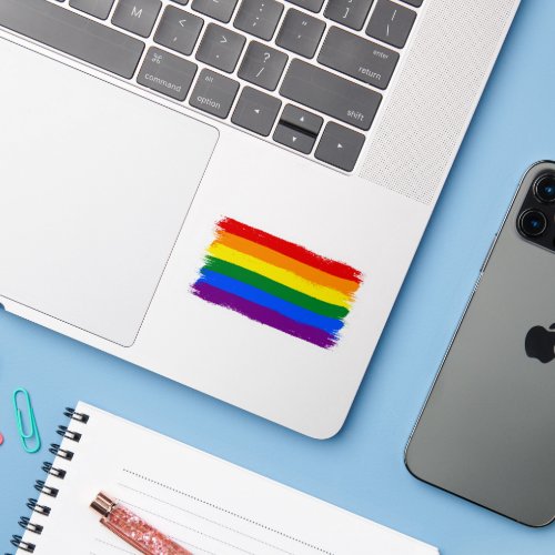 Rainbow Pride Flag Paint Stripes Sticker