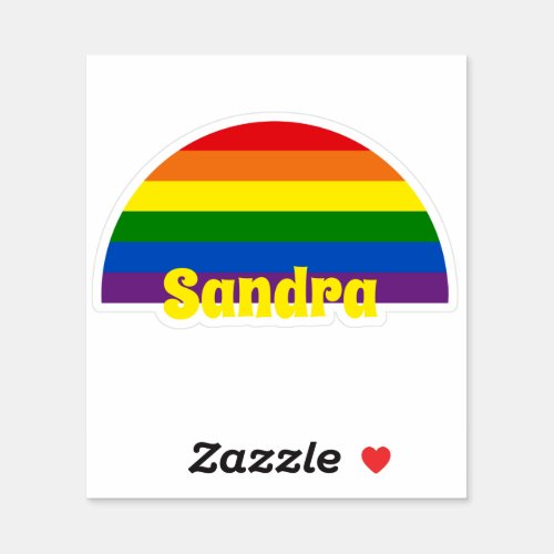 Rainbow Pride Flag Retro Sunset Personalized Text Sticker