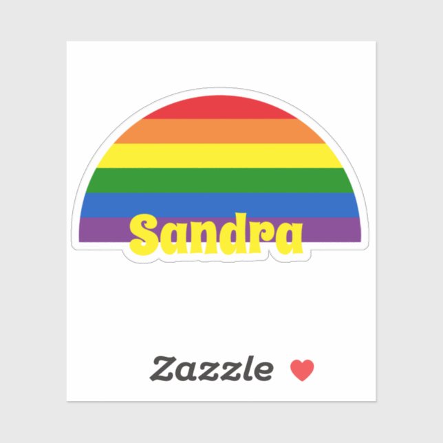Rainbow Pride Flag Retro Sunset Personalized Text Sticker (Sheet)