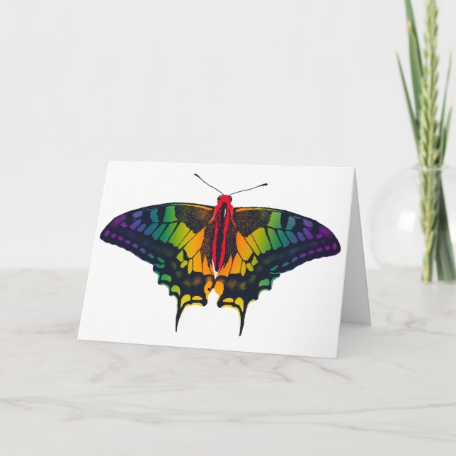 Rainbow Pride Flag Swallowtail Butterfly Card (Front)