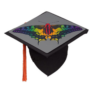 Rainbow Pride Flag Swallowtail Butterfly Graduation Cap Topper