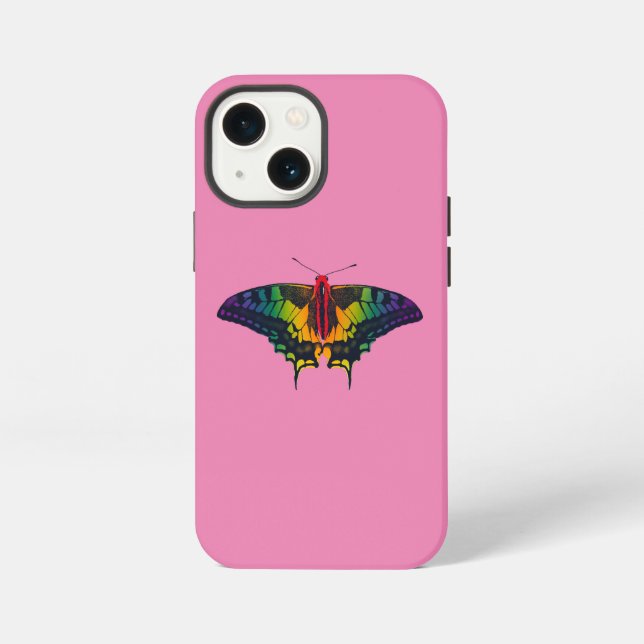 Rainbow Pride Flag Swallowtail Butterfly Iphone Case (Back)