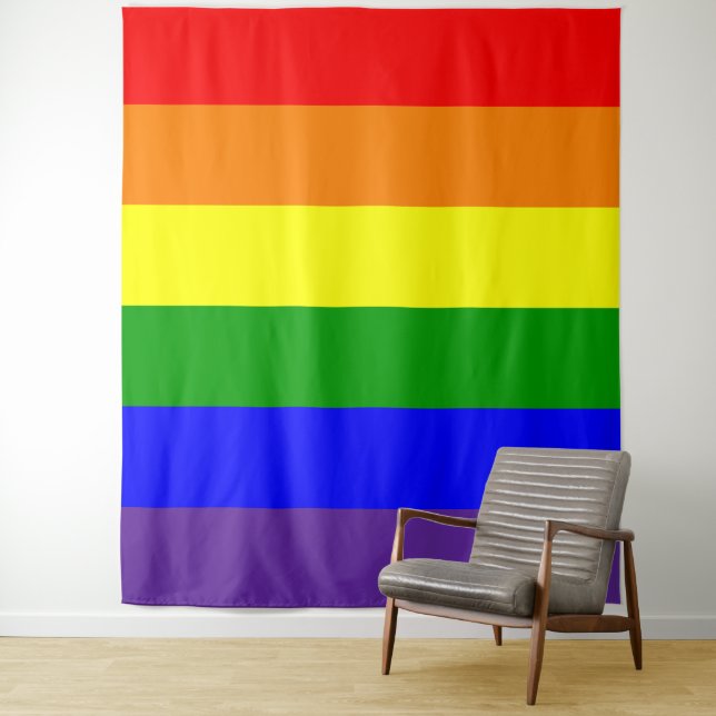 Rainbow Pride Flag Vertical Tapestry (In Situ)