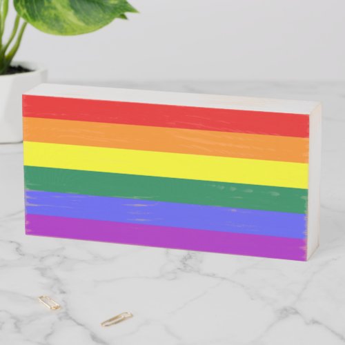 Rainbow Pride Flag Wooden Box Sign