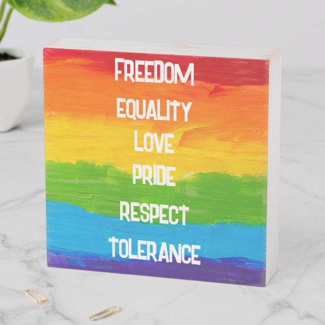 Rainbow Pride Flag Wooden Box Sign | LGBT Decor  (In Situ Horizontal)
