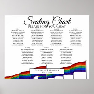 Rainbow Pride Flags 7 Table Wedding Seating Chart
