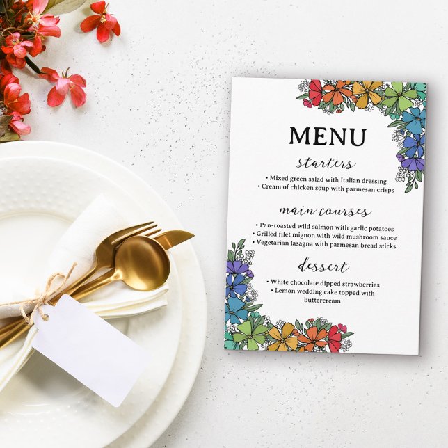 Rainbow Pride Flowers LGBTQ Wedding Menu (Creator Uploaded)