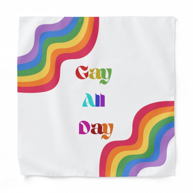 Rainbow Pride Gay all day bandana hankerchief (Front)