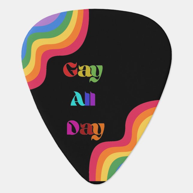 Rainbow Pride Gay all day Guitar pick (Front)